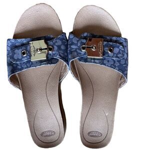 Dr Scholl's Women's Originalist Slide Flat Sandal Chambray Garden Floral Sz 6.5